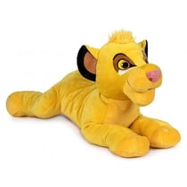Grande peluche roi lion avec sons couchée : simba 52 cm - doudou licence disney