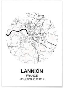 Affiche Carte Lannion | A3 : 29,7x42cm