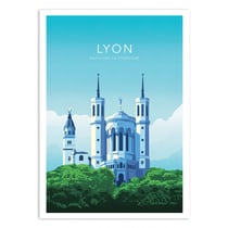 Affiche 30x40 cm - Lyon Basilique de Fourvière - Olivier Bourdereau