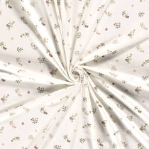 Tissu Jersey Coton imprimé Fleuris Léo sur fond Ecru