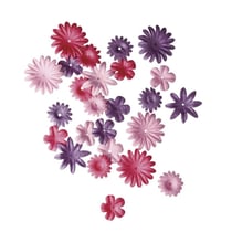 Mélange de fleurs en papier, rose foncé, 1,5 - 2,5 cm, 4 sortes, tube - 36 pces