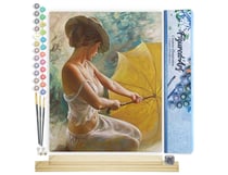 Peinture par Numéro Figured'Art - Jeune Femme au Parapluie - Kit de Loisir Créatif DIY Numéro d'Art Complet - 40x50cm toile roulée + châssis en bois à monter
