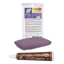 Stylo chocolat + Pâte à sucre lilas 100 g