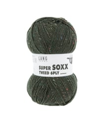 Pelote à tricoter SUPER SOXX TWEED 6 fils - 150 Gr - Lang Yarns : La laine robuste, chaude et élégante 0018 Vert