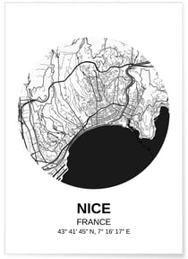 Affiche Carte Nice | A3 : 29,7x42cm