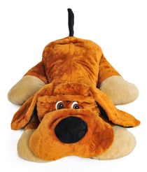 Grand chien en peluche allongé 110cm marron