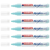 Lot de 6 marqueurs peinture acrylique - EDDING - Pointe ronde 2-3 mm - Bleu pastel