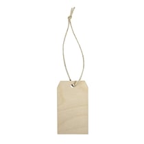 Pendentif en bois Tag, FSC100%, nature, 4,5x8x0,3cm, 6 pièces