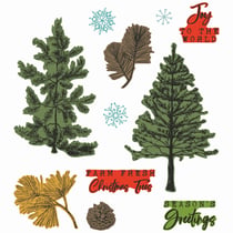 Tampons transparents et dies de découpe Framelits - Noël & sapins - 21 pièces - Sizzix