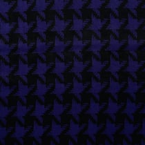 Tissu Polyester satiné Big pied de poule Bleu roi sur fond Noir - Au mètre