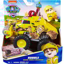 Coffret pat patrouille rescue wheels : tout terrain bulldozer + ruben - vehicule transformable - figurine chien - paw patrol - spin master