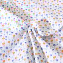 Tissu Popeline de Coton légère Petites fleurs sur fond Blanc