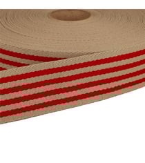 Sangle Stripe Bicolore 40mm rouge au mètre