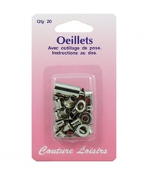 Oeillets avec outillage couleur nickelée X 20 - Distrifil Nk Jaune