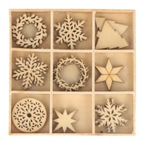27 mini décorations en bois - Merry Christmas