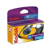 KODAK Power Flash 39 exp - Appareil Photo Jetable 35mm, Flash Automatique Intégré, ISO 800, Mise au Point Fixe, Viseur Optique, Rembobinage Manuel - Noir