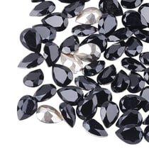 10 PERLES STRASS CABOCHON Goutte à Facettes Noir 10 x 14 mm - Acrylique - Dos Pointu - Creation Diy