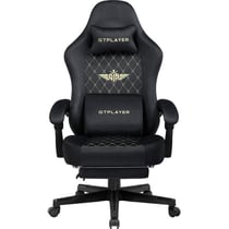 Chaise gaming GTPLAYER broderie - Tissu - Noir - 50 x 66 x 133 cm