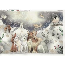 1 feuille de papier de riz 22.5 x 32 cm découpage collage Paper Designs ANIMAUX DE NOEL 0194 B