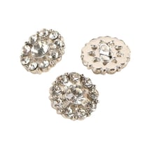 Lot de 3 boutons strass blanc 18mm