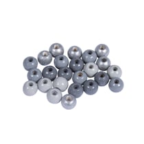 Assort. perles en bois , FSC 100%, 6mm , tons gris - argent, polies, 116 pces