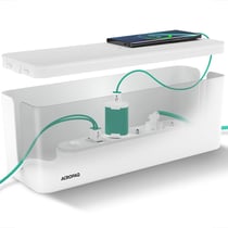 Boîte cache câble – Grand (41 x 13 x 16 cm), Cache multiprise, Boîte pour rangement des câbles, Boîte multiprise - Blanc- ACROPAQ