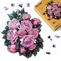 Puzzle en Bois Adulte et Enfant Figured'Art 200 pièces - Bouquet de Roses - Design Original 29x34,8 cm Forme Unique avec Coffret en bois Premium, Parfait pour Offrir en Cadeau