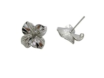 Paire clous d'oreille fleur avec une boucle 15*15mm plaqué platine