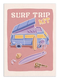 Affiche 30 x 40 cm - Surf trip kit - Art Rider