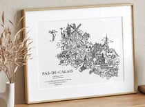 Affiche Pas-de-Calais 40x60cm, dessinée à la main - Les Cartes de Gabin