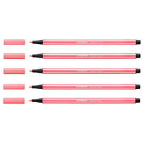 Lot de 5 feutres de dessin pointe ogive moyenne 1 mm - STABILO - Rouge fluo - PEN 68