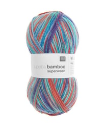 Pelote de laine à chaussettes à tricoter Superba bamboo superwash - 100GR - Rico Design 045 multicolore - Coral
