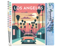 Peinture par Numéro Figured'Art - Affiche Vintage Los Angeles - Kit de Loisir Créatif DIY Numéro d'Art Complet - 40x50cm sans châssis en bois