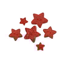 Lot de 3 boutons étoile pailleté rouge