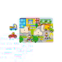 Puzzle en bois 6 pièces Moulin Roty Ville sonore Les Popipop