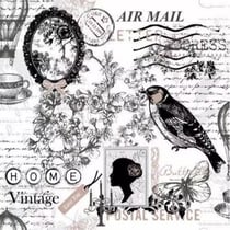 4 serviettes en papier découpage collage 33 cm POESIE VINTAGE