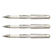 Stylo roller encre gel UNI-BALL Signo Broad - Blanc - Pointe large 1 mm - Lot de 3
