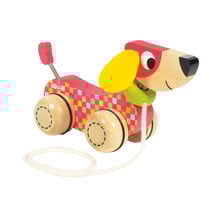 Chien à tirer multicolor en bois