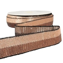 Bobine 13m Galon paillettes bicolore 32mm MarronChampagne