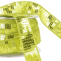 Galon paillettes vert anis au mètre