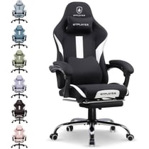 Chaise gaming GTPLAYER - Tissu respirant - GT905-WT - Blanc - 55 x 58 x 139 cm