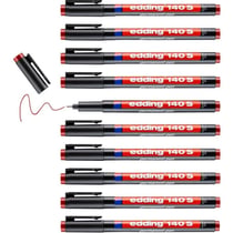 Lot de 10 marqueurs permanents - EDDING - Pointe super fine 0,3 mm - Rouge
