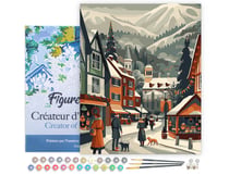 Peinture par Numéro Figured'Art avec Cadre - Marché de Noël dans la Vallée - Kit de Loisir Créatif DIY Numéro d'Art Complet - 40x50cm toile tendue sur châssis