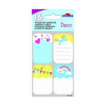 16 étiquettes adhésives scolaires - Rectangle - Licorne et nuage - Paillettes
