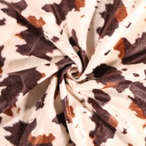 Tissu Velours Peau de bête Vache Ecru et Marron
