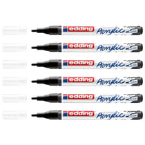 Lot de 6 marqueurs peinture acrylique pointe fine 1-2 mm - EDDING - Noir - 5300
