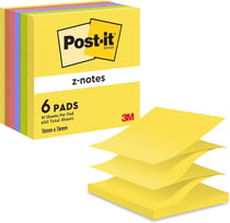 Lot de 6 blocs de Post-it Z-Notes - Papier recyclé - R330-1B - Jaune pastel - 76 x 76 mm