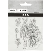 Stickers Papier Washi - Fleurs Noir et Blanc - 30 pcs