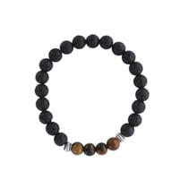 Bracelet Pierre de lave et Oeil de Tigre Perles rondes 8 mm - Omsaé