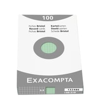 Étui de 100 fiches - bristol quadrillé 5x5 non perforé 148x210mm - Vert - Exacompta